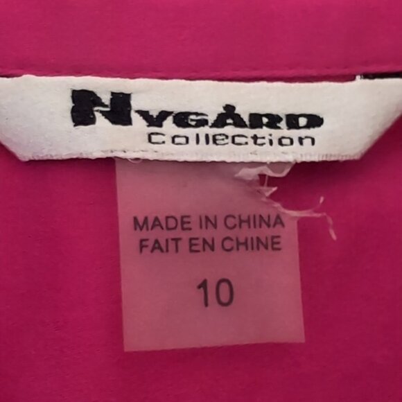 Peter Nygard Fuchsia Pink Jean Jacket Cropped Sleeve Cotton Denim Buttoned - Picture 13 of 15